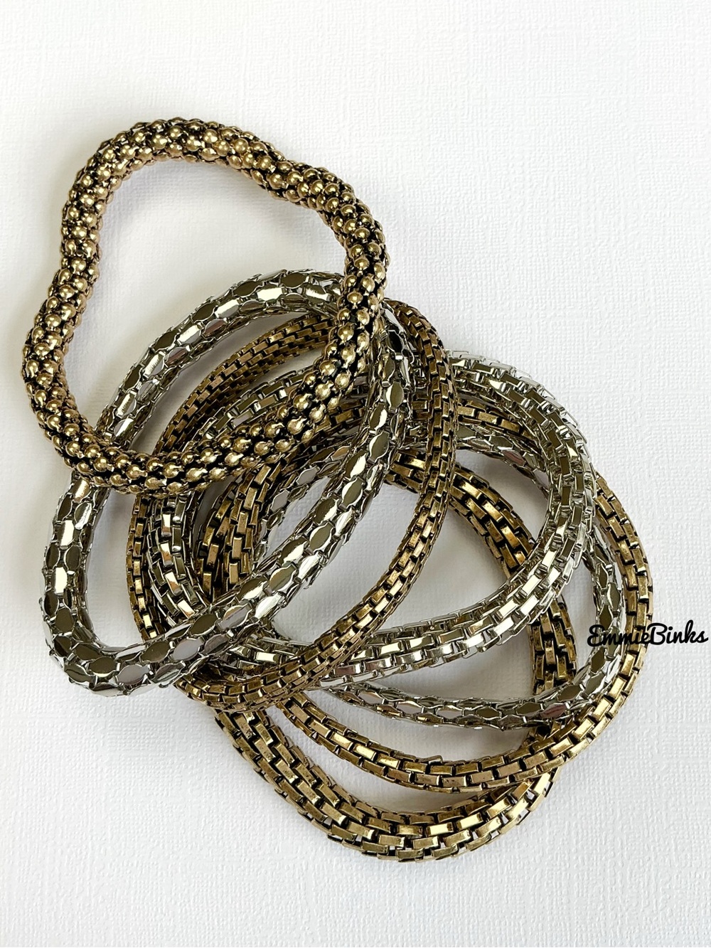 New Free People Metallic Mesh Stretch Bangle Bracelet Set - Picture 6 of 12